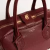 Geantă Vita din piele burgundă cu detalii aurii