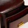 Geanta Venezia din piele laminată maro închis cu detalii aurii Geanta Venezia din piele laminată maro închis cu detalii aurii