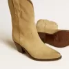 Ghete joase Wish Star din piele de căprioară cerată de culoare nisipiu, cu broderie în formă de stea Ghete joase Wish Star din piele de căprioară cerată de culoare nisipiu, cu broderie în formă de stea