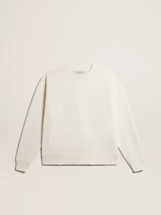 Hanorac alb învechit cu logo inversat pe spate – Jersey Capsule