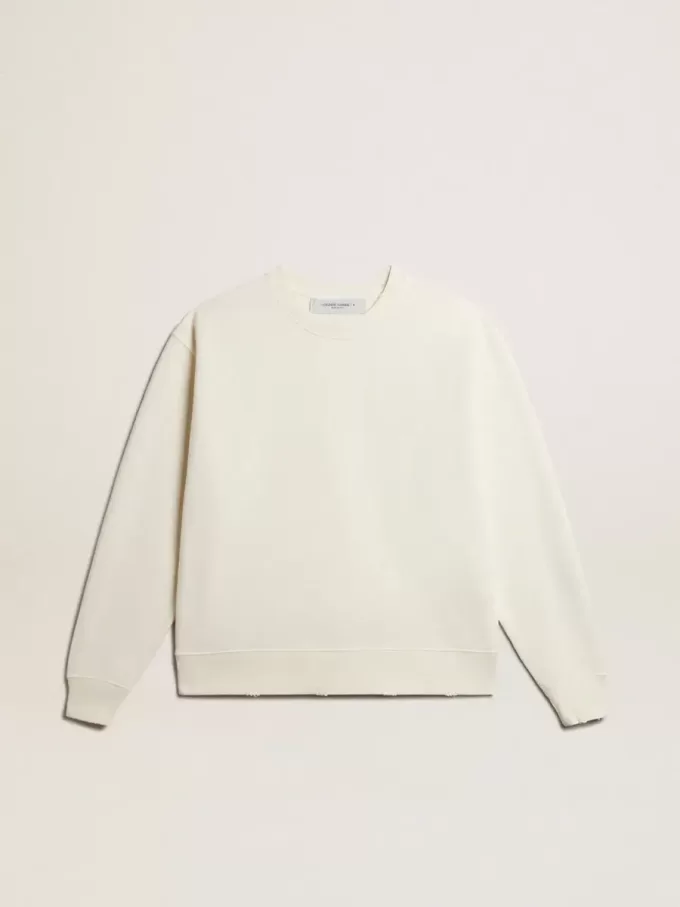 Hanorac alb învechit cu logo inversat pe spate – Jersey Capsule Hanorac alb învechit cu logo inversat pe spate – Jersey Capsule