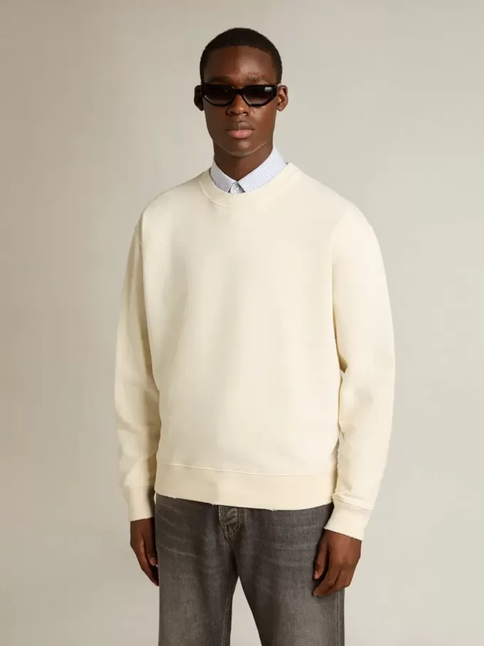 Hanorac alb învechit cu logo inversat pe spate – Jersey Capsule Hanorac alb învechit cu logo inversat pe spate – Jersey Capsule