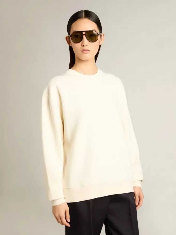Hanorac alb învechit cu logo inversat pe spate – Jersey Capsule Hanorac alb învechit cu logo inversat pe spate – Jersey Capsule