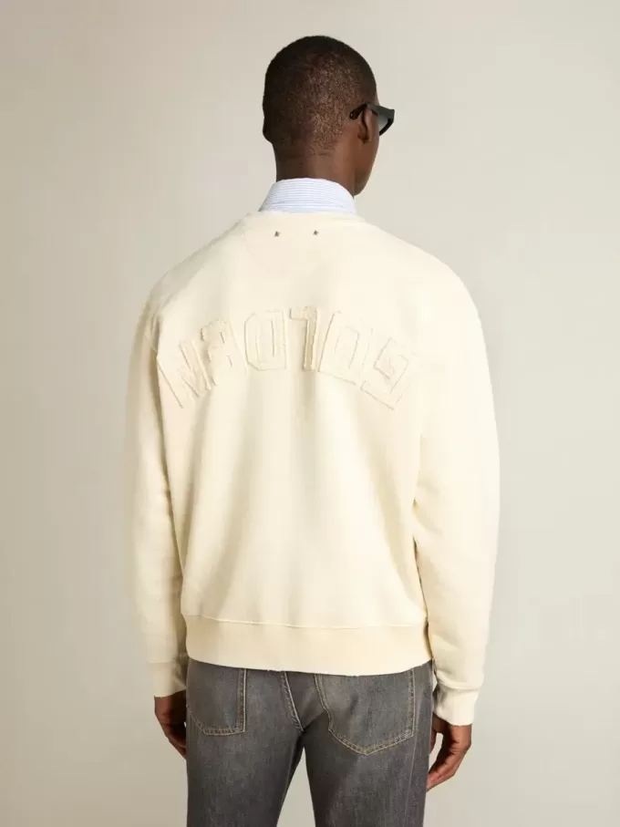 Hanorac alb învechit cu logo inversat pe spate – Jersey Capsule Hanorac alb învechit cu logo inversat pe spate – Jersey Capsule