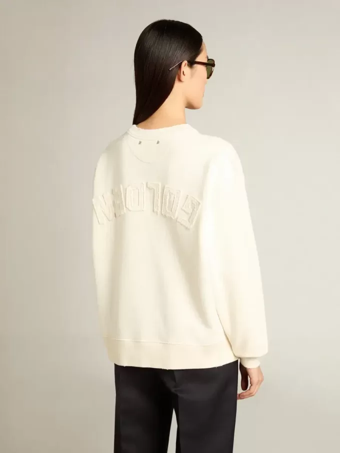 Hanorac alb învechit cu logo inversat pe spate – Jersey Capsule Hanorac alb învechit cu logo inversat pe spate – Jersey Capsule