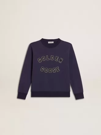 Hanorac albastru-violet cu inscripția Golden Goose pe partea din față