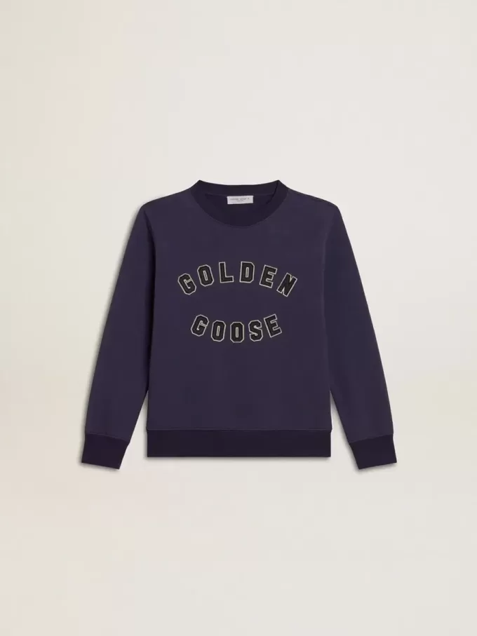 Hanorac albastru-violet cu inscripția Golden Goose pe partea din față Hanorac albastru-violet cu inscripția Golden Goose pe partea din față