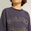 Hanorac albastru-violet cu inscripția Golden Goose pe partea din față Hanorac albastru-violet cu inscripția Golden Goose pe partea din față