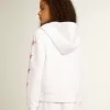 Hanorac cu fermoar pentru fete, de culoare albă, cu stele strălucitoare pe mâneci Hanorac cu fermoar pentru fete, de culoare albă, cu stele strălucitoare pe mâneci