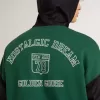 Hanorac cu glugă reversibil verde și albastru pentru bărbați