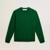 Hanorac cu guler rotund din fleece de bumbac verde Hanorac cu guler rotund din fleece de bumbac verde