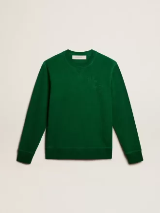 Hanorac cu guler rotund din fleece de bumbac verde