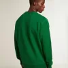 Hanorac cu guler rotund din fleece de bumbac verde Hanorac cu guler rotund din fleece de bumbac verde