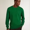 Hanorac cu guler rotund din fleece de bumbac verde Hanorac cu guler rotund din fleece de bumbac verde