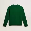 Hanorac cu guler rotund din fleece de bumbac verde Hanorac cu guler rotund din fleece de bumbac verde