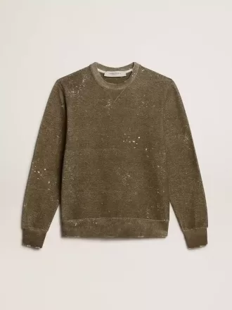 Hanorac din bumbac de culoare fag, cu efect vintage