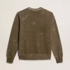 Hanorac din bumbac de culoare fag, cu efect vintage Hanorac din bumbac de culoare fag, cu efect vintage