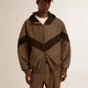 Hanorac în bej și negru cu model houndstooth Hanorac în bej și negru cu model houndstooth