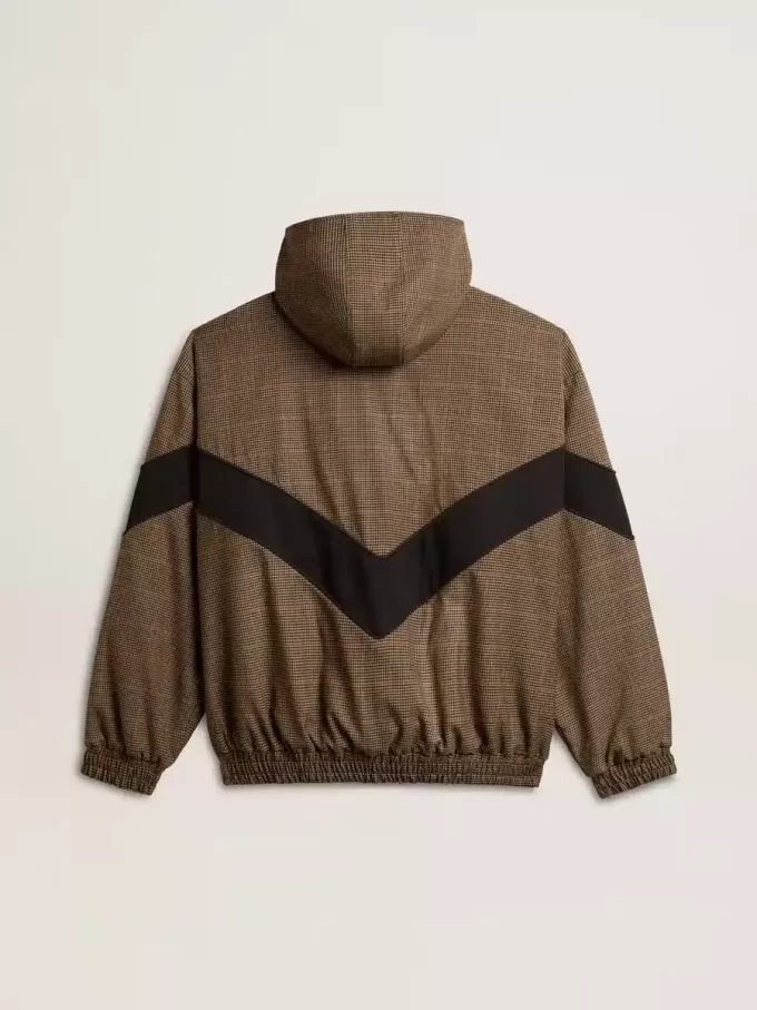 Hanorac în bej și negru cu model houndstooth Hanorac în bej și negru cu model houndstooth