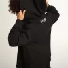 Hanorac negru cu glugă, cu stea albă și logo contrastante Hanorac negru cu glugă, cu stea albă și logo contrastante