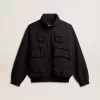 Hanorac negru cu multiple buzunare