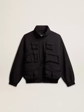 Hanorac negru cu multiple buzunare