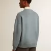 Hanorac oversized în culoarea albastru deschis, cu finisaj uzat Hanorac oversized în culoarea albastru deschis, cu finisaj uzat