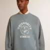 Hanorac oversized în culoarea albastru deschis, cu finisaj uzat Hanorac oversized în culoarea albastru deschis, cu finisaj uzat