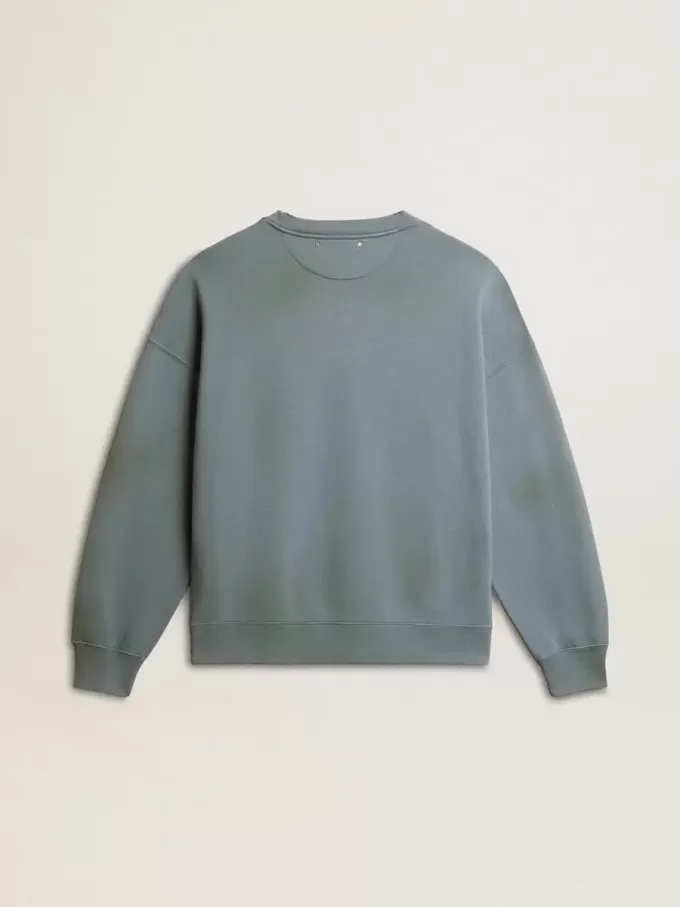Hanorac oversized în culoarea albastru deschis, cu finisaj uzat Hanorac oversized în culoarea albastru deschis, cu finisaj uzat