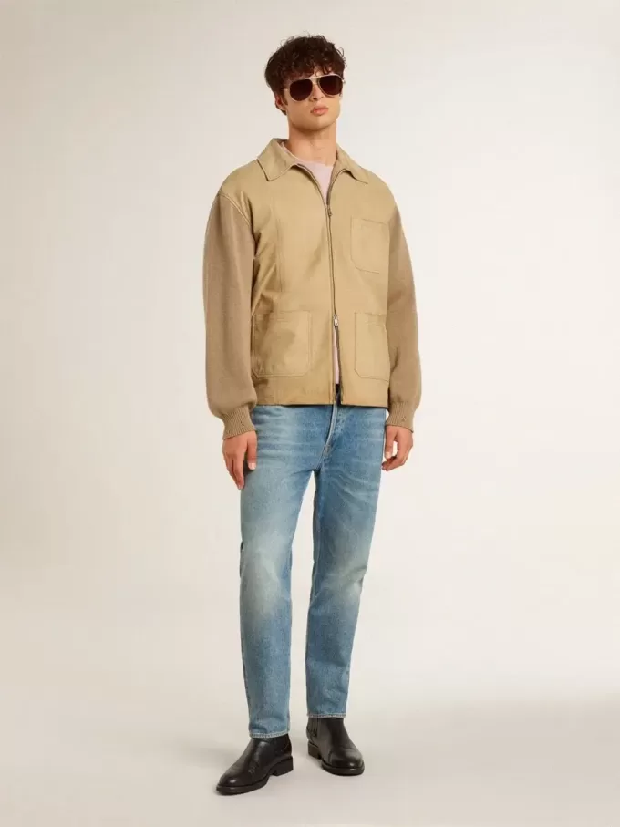 Hanorac unisex cu guler rotund, de culoare roz vechi, cu imprimeu verde cu logo