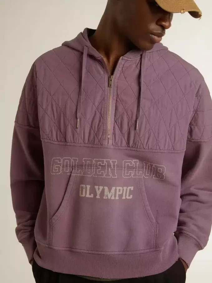 Hanorac unisex din bumbac mov cu imprimeu pe față Hanorac unisex din bumbac mov cu imprimeu pe față