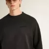 Hanorac unisex din bumbac negru uzat, cu logo brodat Hanorac unisex din bumbac negru uzat, cu logo brodat