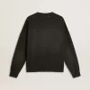 Hanorac unisex din bumbac negru uzat, cu logo brodat Hanorac unisex din bumbac negru uzat, cu logo brodat