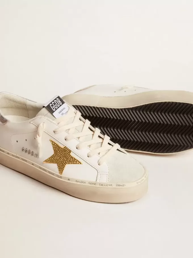 Hi Star cu stea din cristal Swarovski și călcâi din piele argintie Hi Star cu stea din cristal Swarovski și călcâi din piele argintie