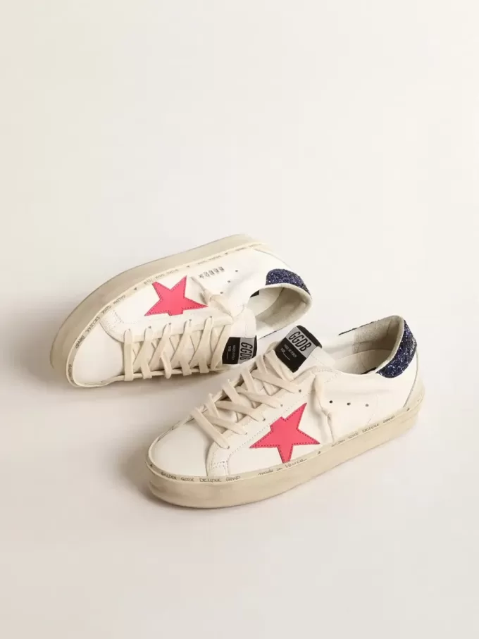 Hi Star cu stea din piele fucsia și călcâi albastru cu sclipici Hi Star cu stea din piele fucsia și călcâi albastru cu sclipici