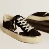 Hi Star din catifea neagră cu stea din piele albă și călcâi din piele întoarsă Hi Star din catifea neagră cu stea din piele albă și călcâi din piele întoarsă