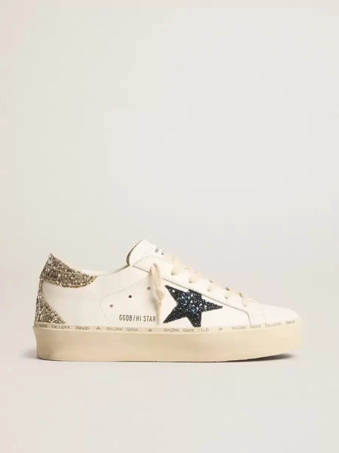 Hi Star pentru femei, cu stea albastră strălucitoare și talpă platină strălucitoare Hi Star pentru femei, cu stea albastră strălucitoare și talpă platină strălucitoare