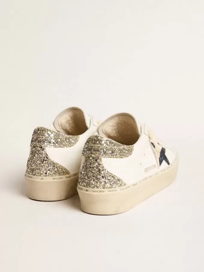 Hi Star pentru femei, cu stea albastră strălucitoare și talpă platină strălucitoare Hi Star pentru femei, cu stea albastră strălucitoare și talpă platină strălucitoare