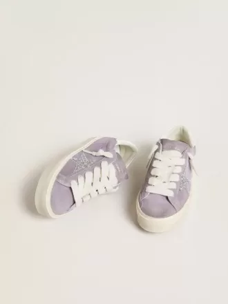 Hi Star pentru femei din piele de căprioară violetă cu stea argintie strălucitoare