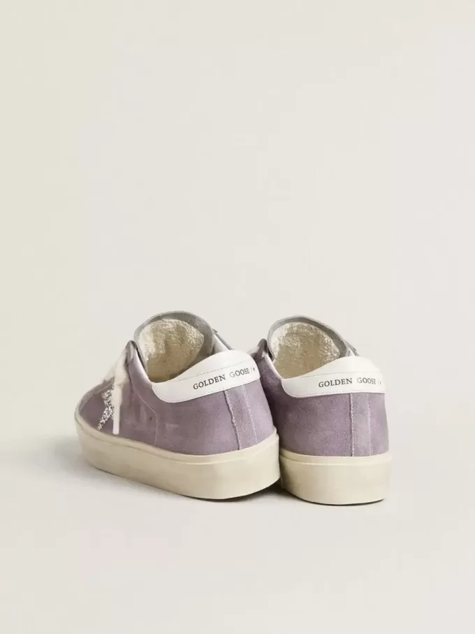 Hi Star pentru femei din piele de căprioară violetă cu stea argintie strălucitoare Hi Star pentru femei din piele de căprioară violetă cu stea argintie strălucitoare