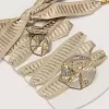 Șireturi brodate „Vintage” bej cu aplicații decorative Șireturi brodate „Vintage” bej cu aplicații decorative