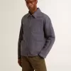 Jacheta albastră pentru bărbați din bumbac denim cu tratament distressat Jacheta albastră pentru bărbați din bumbac denim cu tratament distressat