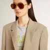 Jacheta bej cu dungi fine, cu un singur rând de nasturi, pentru femei, cu croială oversized