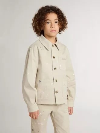Jacheta bej pentru copii cu pete multicolore