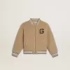 Jacheta bomber din fleece bej pentru copii