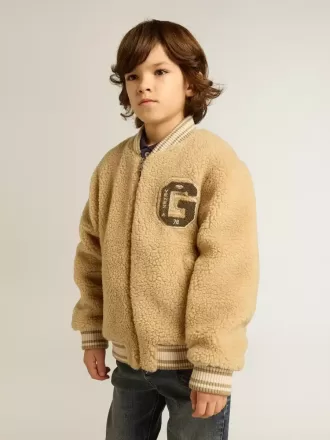 Jacheta bomber din fleece bej pentru copii