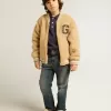 Jacheta bomber din fleece bej pentru copii