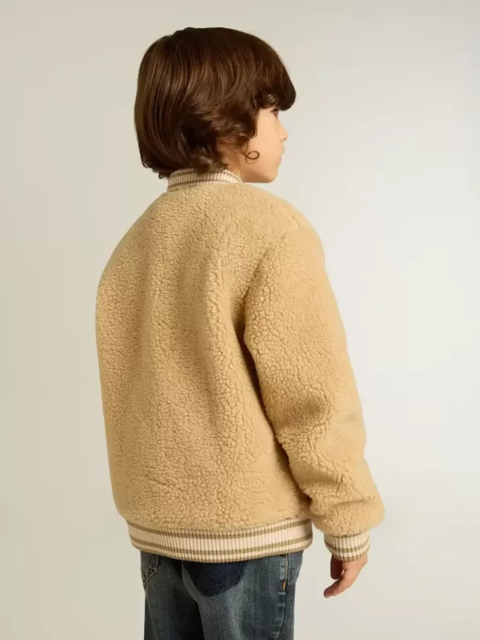 Jacheta bomber din fleece bej pentru copii