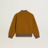 Jacheta bomber din lână pentru copii, de culoare galben ocru, cu patch