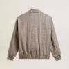 Jacheta bomber pentru femei din lână ecru maro cu model în zig-zag Jacheta bomber pentru femei din lână ecru maro cu model în zig-zag